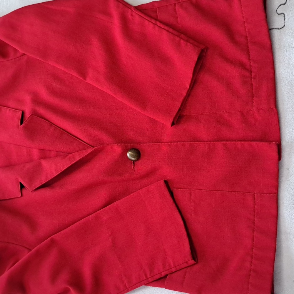 Vintage Block Island by Marina Pappas Red Blazer Suit Jacket 6 Petite Pockets - Picture 12 of 12